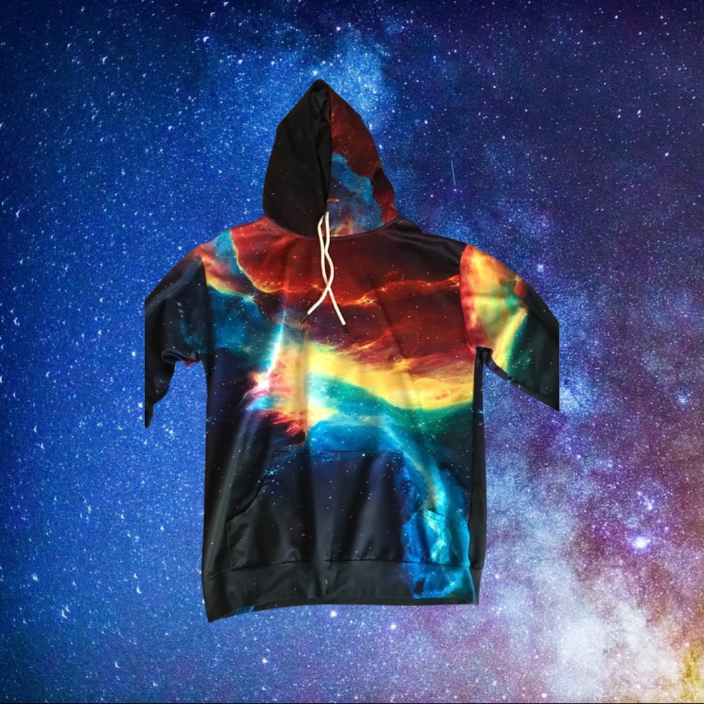 Colorful galaxy hoodie , size large . Men and women .